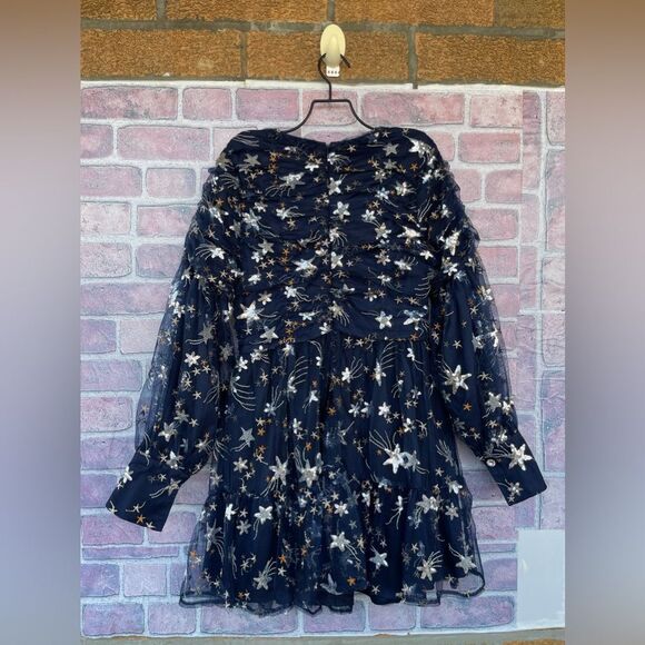 Sister Jane Shooting Star Embroidered Mini Dress Navy and Silver  medium - Picture 12 of 17